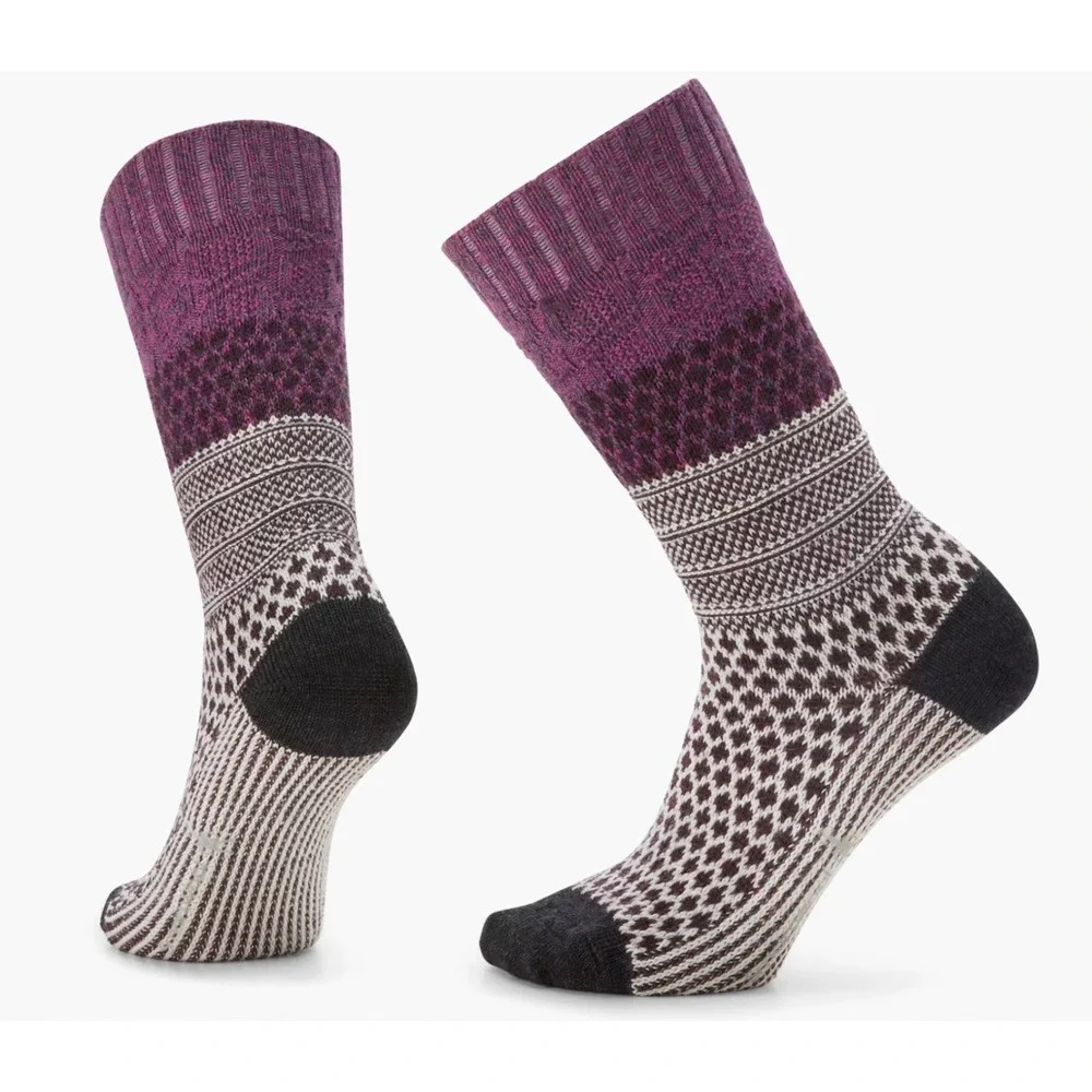 Smartwool Everyday Cable Crew Unisex Medium Full Cushion Purple Pattern NEW